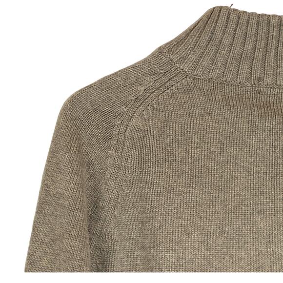 J. Crew Factory Heavyweight Cotton Mock Neck Sweater Tan Men Large Button Panel - Picture 5 of 8